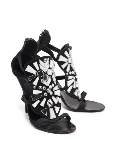 Pre-owned Giuseppe Zanotti Vintage  120mm Crystal-embellished Sandals In Black