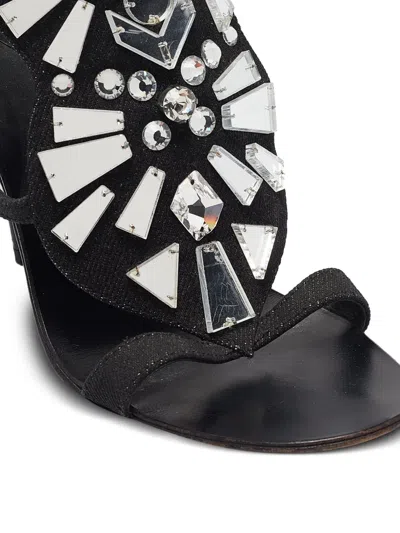 Pre-owned Giuseppe Zanotti Vintage  120mm Crystal-embellished Sandals In Black