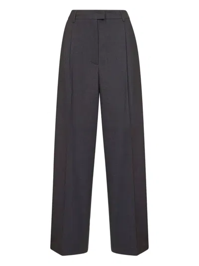 Blanca Vita Anthracite Stretch Canvas Pulsa One-pleat Trousers In Black