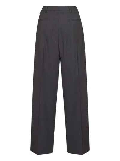 Blanca Vita Anthracite Stretch Canvas Pulsa One-pleat Trousers In Black
