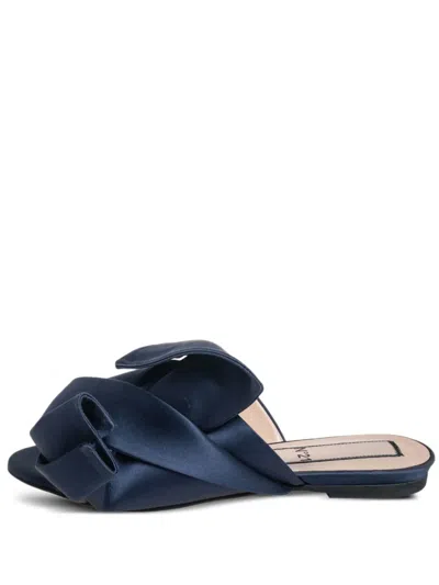 Pre-owned N°21  Knotted Satin Sandals In Blue