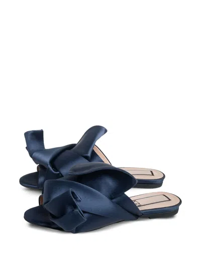 Pre-owned N°21  Knotted Satin Sandals In Blue