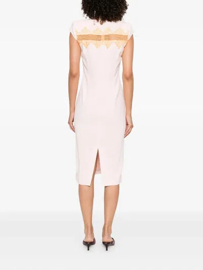Alexander Mcqueen Lace-insert Midi Dress In Neutral