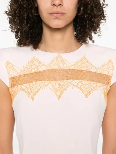 Alexander Mcqueen Lace-insert Midi Dress In Neutral