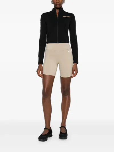 Sporty And Rich Sr Runner Logo-print High-waist Biker Shorts In Neutral
