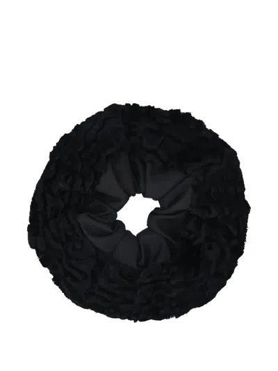 Flapper Astrakhan-effect Scrunchie In Black