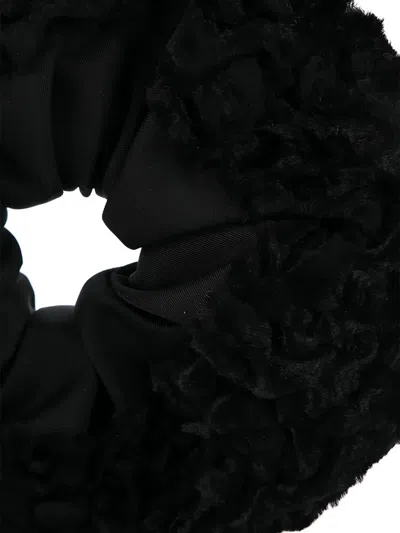 Flapper Astrakhan-effect Scrunchie In Black