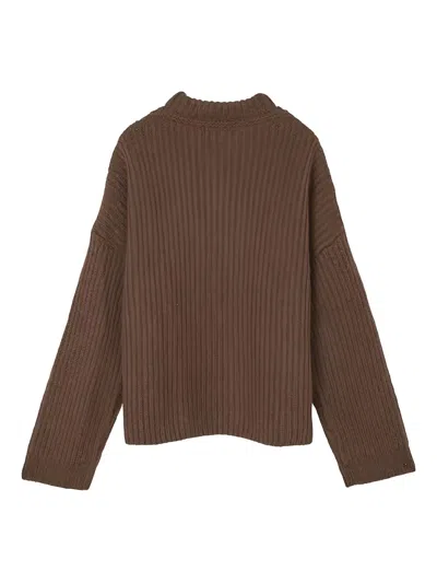 Cecilie Bahnsen Cable-knit Ribbed Sweater In Brown
