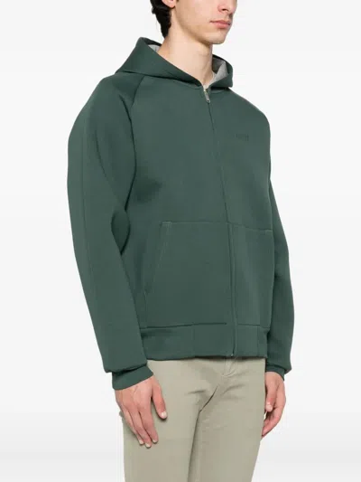 Autry Oversized Hooded Neoprene Jacket In Green