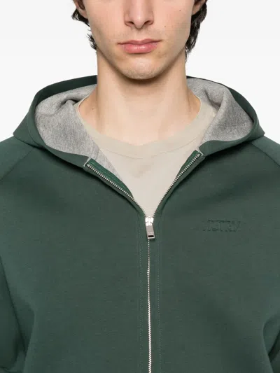 Autry Oversized Hooded Neoprene Jacket In Green
