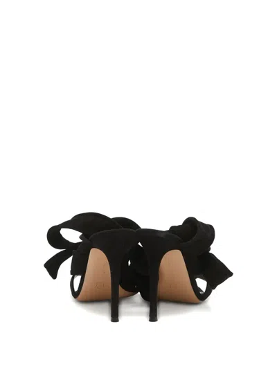 Pre-owned Gianvito Rossi  115mm Suede Bow Sandals In Black