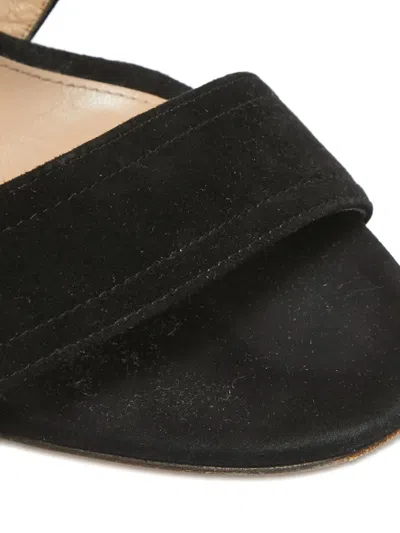 Pre-owned Gianvito Rossi  115mm Suede Bow Sandals In Black