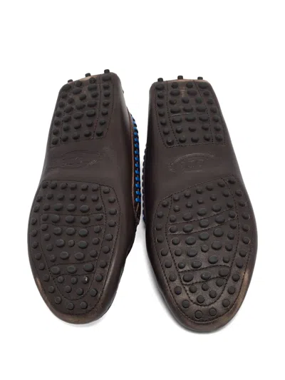 Pre-owned Tod's Vintage  Leather Stitching Loafers In Brown