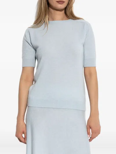 Lisa Yang The Kenza Short-sleeve Cashmere Top In Blue