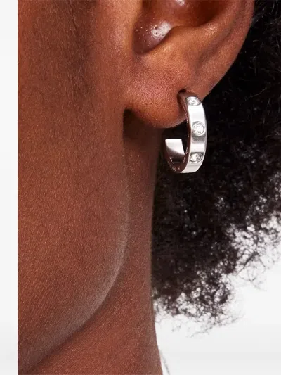 Kate Spade Crystal-embellished Hoop Earrings In Silver