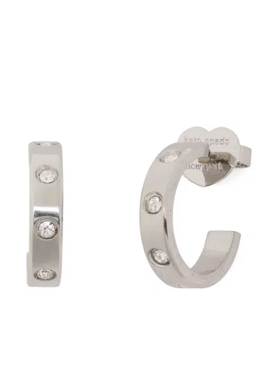 Kate Spade Crystal-embellished Hoop Earrings In Silver