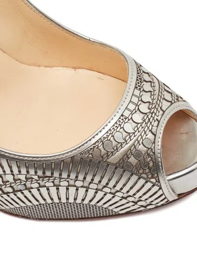 Pre-owned Christian Louboutin Geometric-pattern Peep-toe Pumps