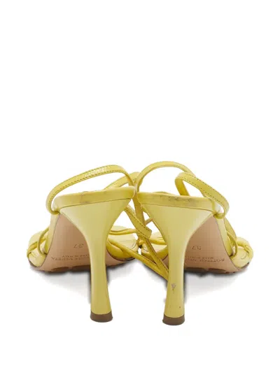 Pre-owned Bottega Veneta Square-toe Patent Leather Sandals In Yellow