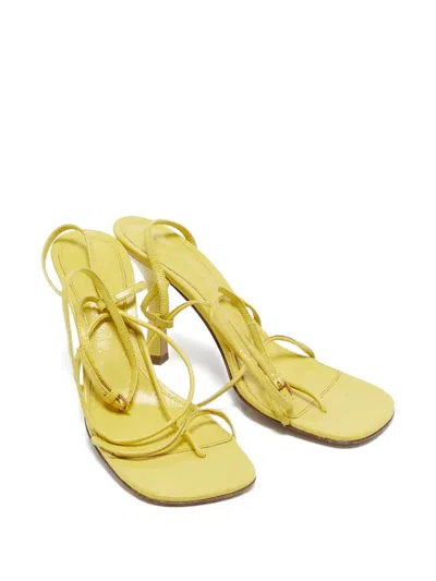 Pre-owned Bottega Veneta Square-toe Patent Leather Sandals In Yellow