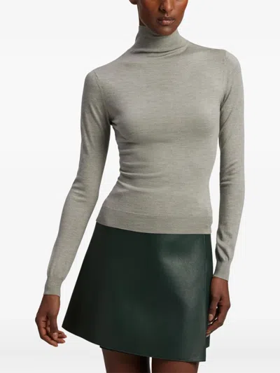 Ralph Lauren Mulberry Silk-blend Turtleneck Sweatshirt In Gray