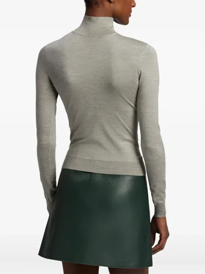 Ralph Lauren Mulberry Silk-blend Turtleneck Sweatshirt In Gray