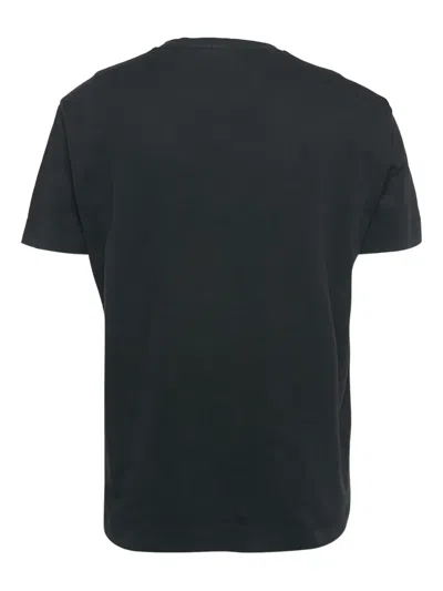 Pre-owned Emporio Armani Embroidered-logo Cotton T-shirt In Black