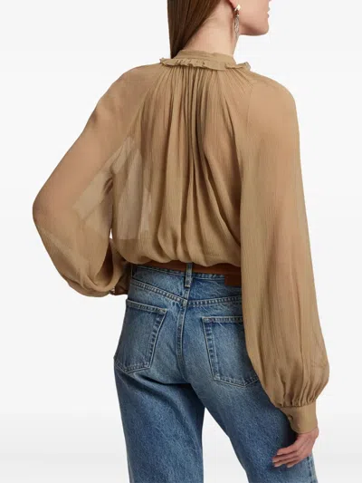Ralph Lauren Pleated Mock-neck Blouse In Multi