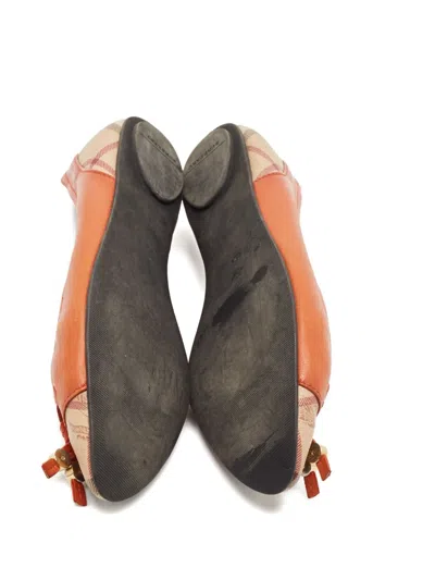 Pre-owned Burberry Check-print Toecap Ballet Flats In Orange