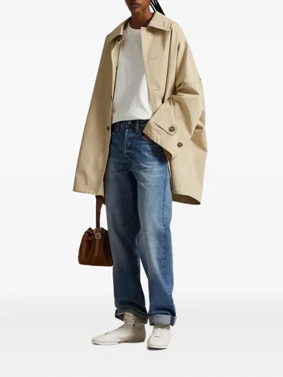 Polo Ralph Lauren Button-fastening Twill Coat In Neutral