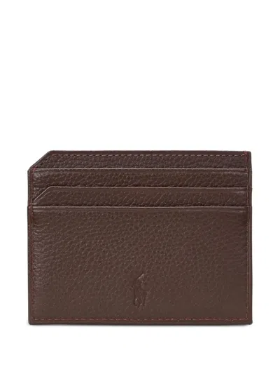 Polo Ralph Lauren Grained Leather Cardholder In Brown