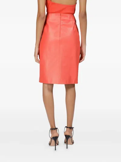 Bally Textured-leather Midi Skirt In Pink