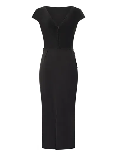 Chiara Boni La Petite Robe Hesup Handmade-embroidery Midi Dress In Black