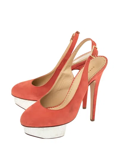 Pre-owned Charlotte Olympia 2024 150mm Dolly Pumps In Orange