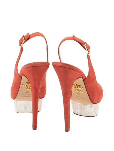 Pre-owned Charlotte Olympia 2024 150mm Dolly Pumps In Orange