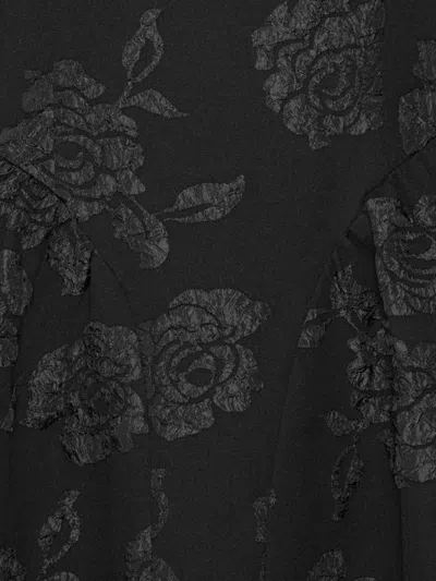 Rotate Birger Christensen Floral-jacquard Midi Dress In Black