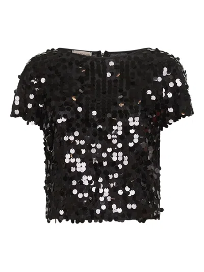 Blanca Vita Sequin-embroidered Top In Black