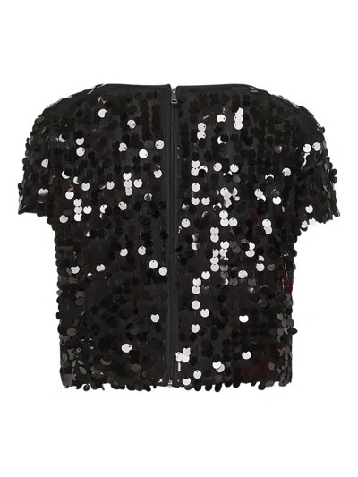 Blanca Vita Sequin-embroidered Top In Black