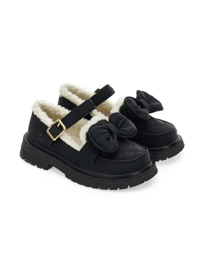 Monnalisa Bow-embellished Loafers In Black