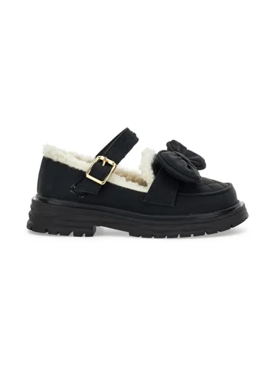 Monnalisa Bow-embellished Loafers In Black