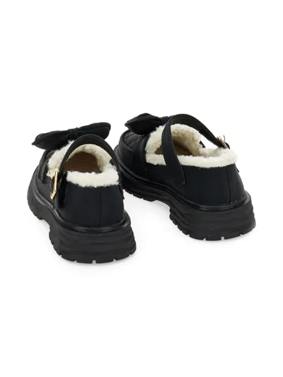Monnalisa Bow-embellished Loafers In Black