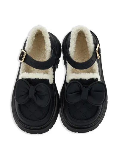 Monnalisa Bow-embellished Loafers In Black