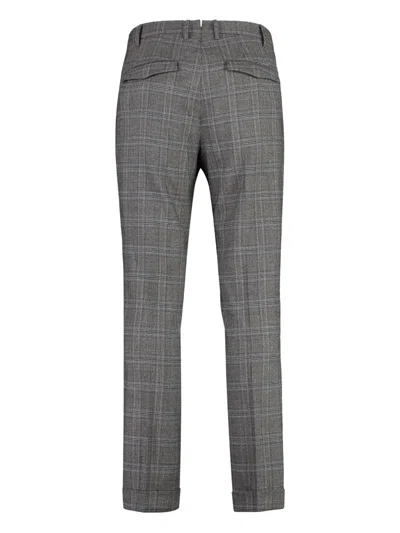 Pt Torino Wool Embroidered Trousers With Pockets And Cuffs In Gray