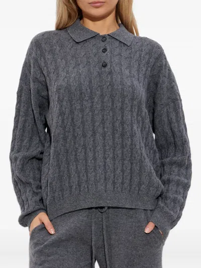 Lisa Yang Cable-knit Polo-neck Jumper In Gray