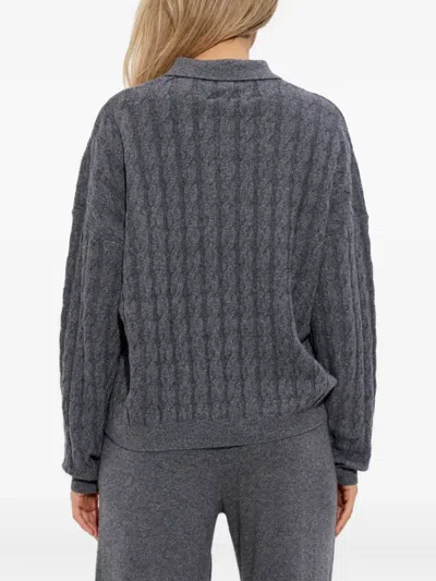 Lisa Yang Cable-knit Polo-neck Jumper In Gray