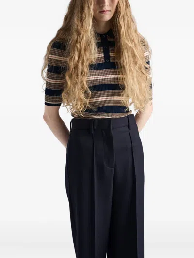 Prada Striped Cotton Polo Shirt In Blue