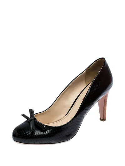 Pre-owned Prada 2023 90mm Bow-embellished Pumps In Black