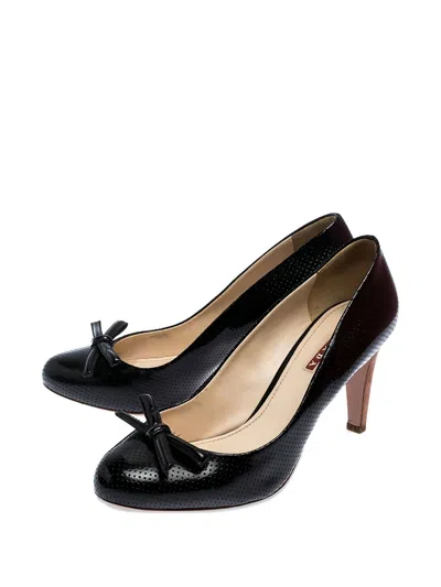 Pre-owned Prada 2023 90mm Bow-embellished Pumps In Black