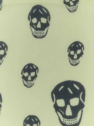 Alexander Mcqueen Skull Print Sheer Silk Scarf In Green
