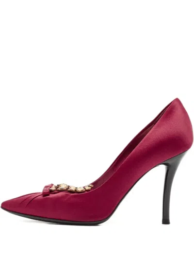 Pre-owned Louis Vuitton Satin Jewel Pumps In Red