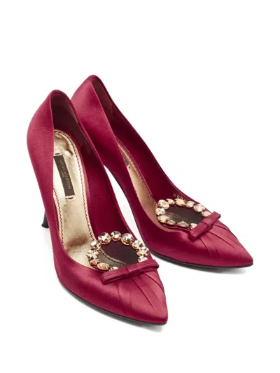 Pre-owned Louis Vuitton Satin Jewel Pumps In Red